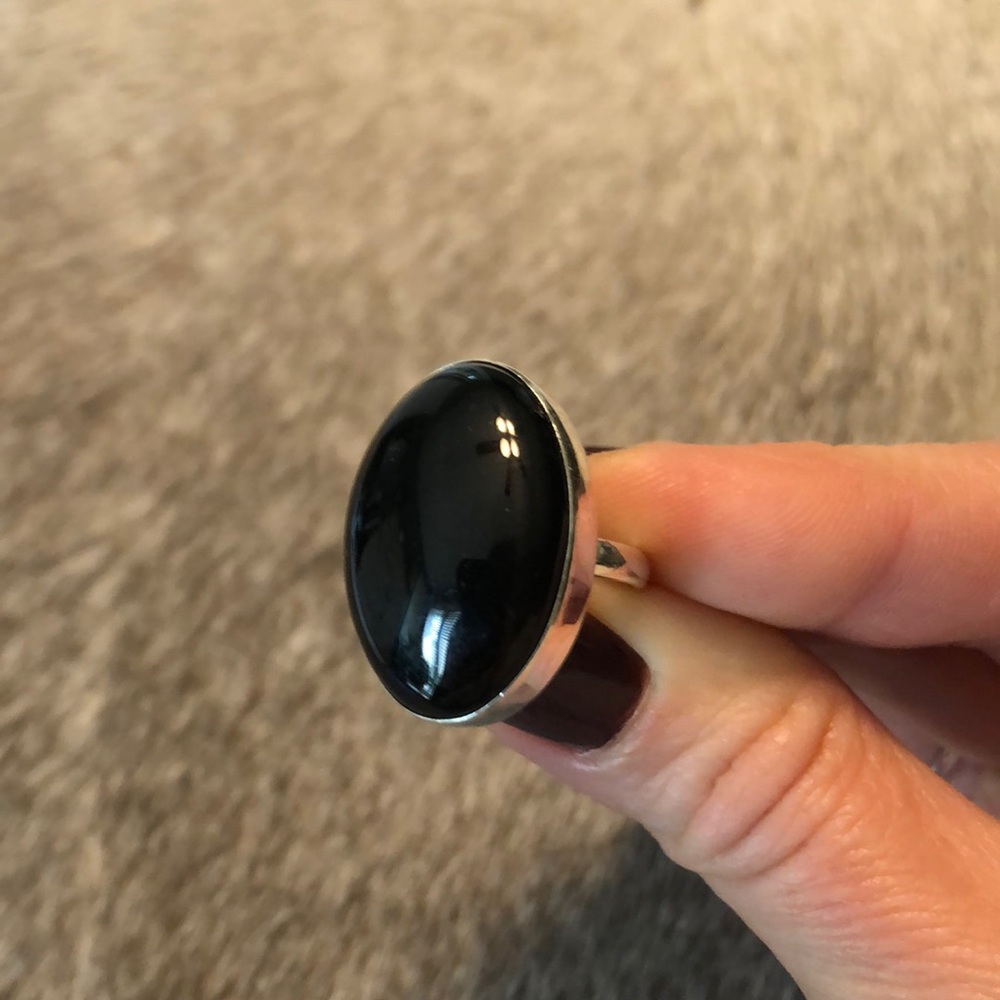 .925 Sterling Silver Onyx Ring
